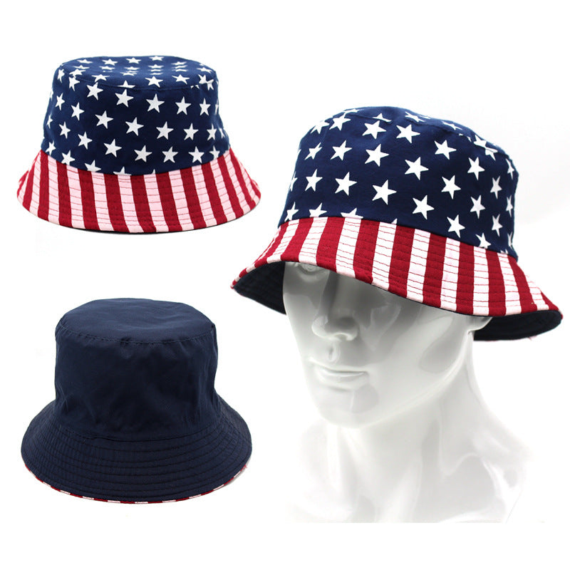 Wholesale Flag Stars and Stripes Bucket Hat Sun Basin Hat